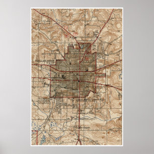 Vintage Karte von Tallahassee Florida (1940) Poster