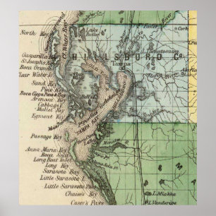 Vintage Karte von Tampa Florida (1870) Poster