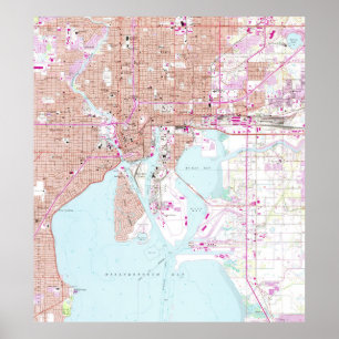 Vintage Karte von Tampa Florida (1956) Poster