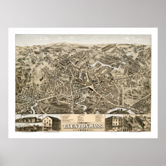 Vintage Karte von Taunton, Messe von 1875 Poster (Vorne)