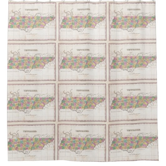 Vintage Karte von Tennessee (1827) Duschvorhang (Vorderseite)