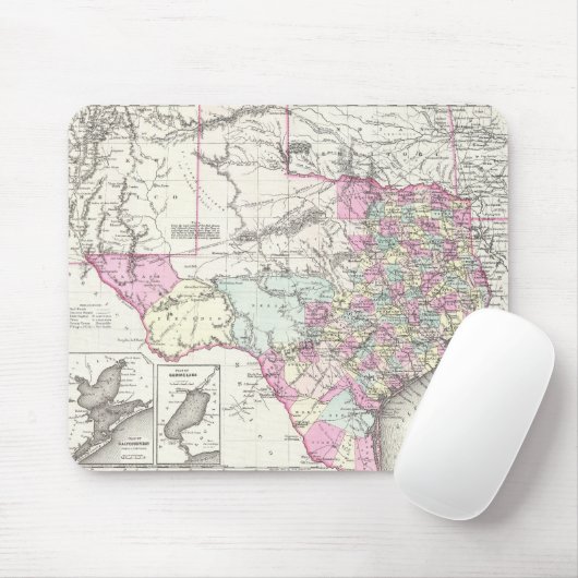 Vintage Karte von Texas (1855) Mousepad (Mit Mouse)