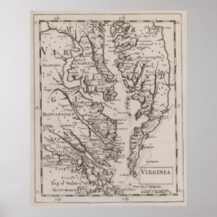Vintage Karte von The Chesapeake Bay (1681) Poster
