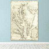 Vintage Karte von The Chesapeake Bay (1752) Leinwanddruck (Insitu (Holzboden))