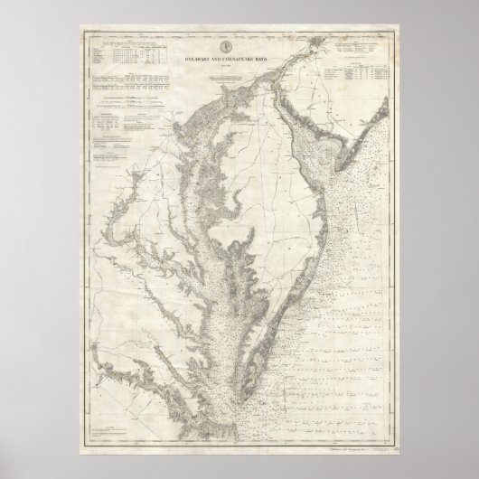 Vintage Karte von The Chesapeake Bay (1893) Poster (Vorne)