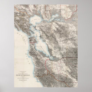 Vintage Karte von The San Francisco Bay (1873) Poster