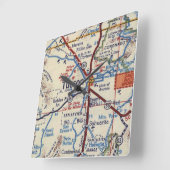 Vintage Karte von Tucson Arizona Quadratische Wanduhr (Winkel)