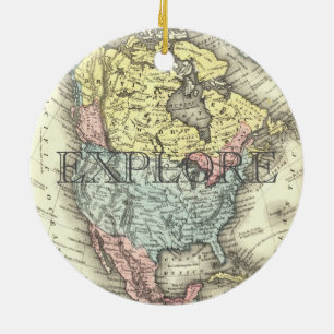 Vintage Karte von United Staat Explore Keramik Ornament