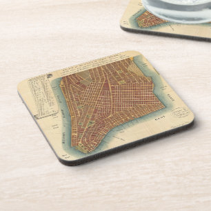 Vintage Karte von unterem New York City (1807) Untersetzer