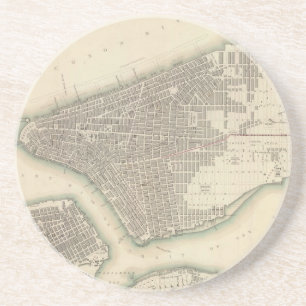 Vintage Karte von unterem New York City (1840) Getränkeuntersetzer