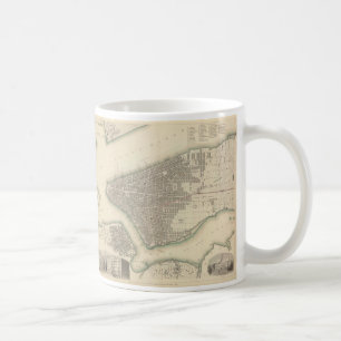 Vintage Karte von unterem New York City (1840) Kaffeetasse