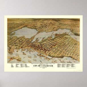 Vintage Karte von Vancouver BC (1898) Poster