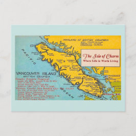 Vintage-Karte von Vancouver Island Blaue Postkarte