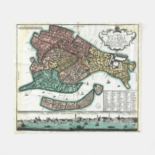 Vintage Karte von Venedig Italien (1729) Fleecedecke
