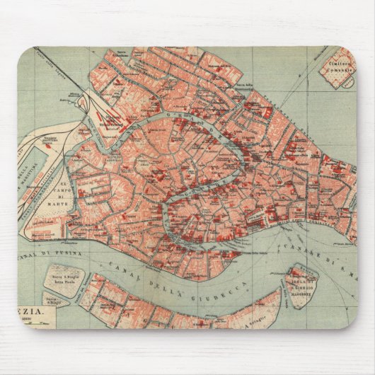 Vintage Karte von Venedig Italien (1920) Mousepad (Vorne)