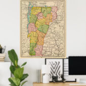 Vintage Karte von Vermont (1909) Poster (Heimbüro)