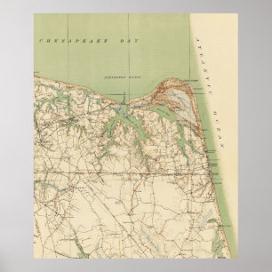 Vintage Karte von Virginia Beach u. von Kap Henry Poster