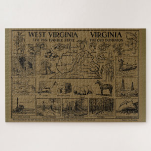 Vintage Karte von Virginia & West Virginia (1912) Puzzle