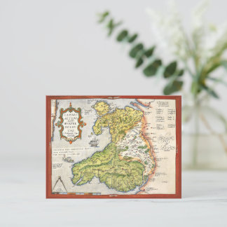 Vintage Karte von Wales und Anglesey 1579