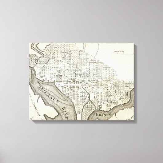 Vintage Karte von Washington D.C. (1794) Leinwanddruck (Vorderseite)