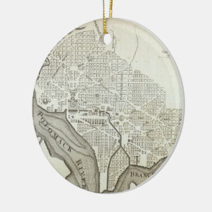 Vintage Karte von Washington DC (1794) Keramik Ornament
