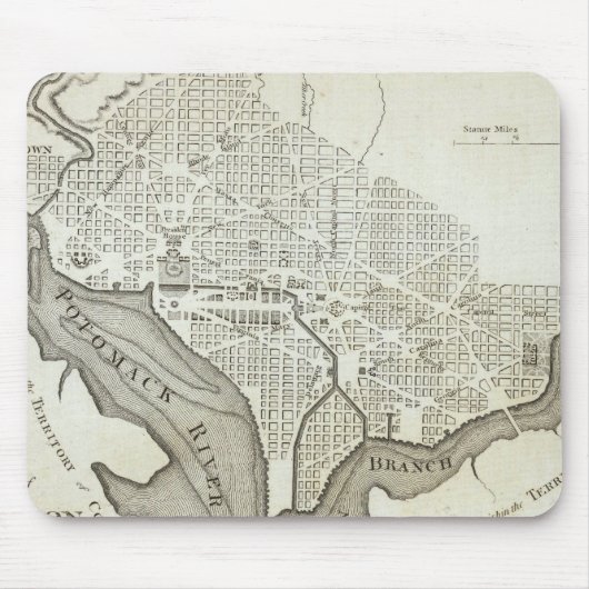 Vintage Karte von Washington DC (1794) Mousepad (Vorne)