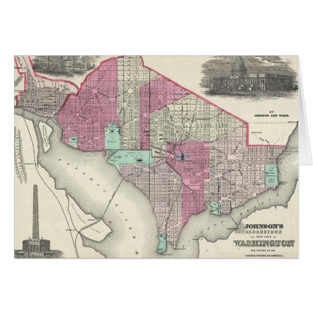 Vintage Karte von Washington DC (1866) (Vorderseite (Horizontal))