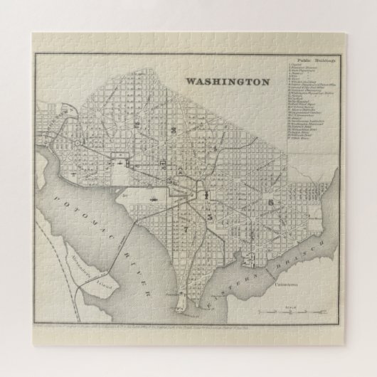 Vintage Karte von Washington DC (1866) Puzzle (Horizontal)