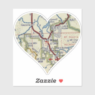 Vintage Karte von Weed California Aufkleber