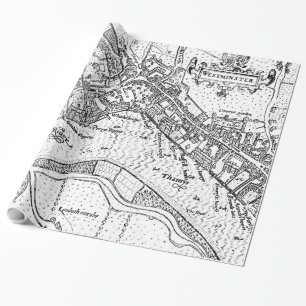 Vintage Karte von Westminster (1593) Geschenkpapier
