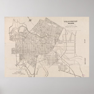 Vintage Karte von Wilmington Delaware (1921) Poster