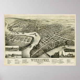 Vintage Karte von Winnipeg Canada (1881) Poster