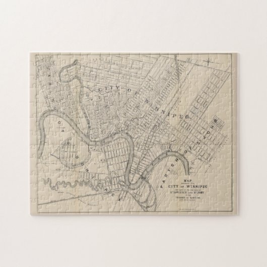 Vintage Karte von Winnipeg Canada (1882) Puzzle (Horizontal)