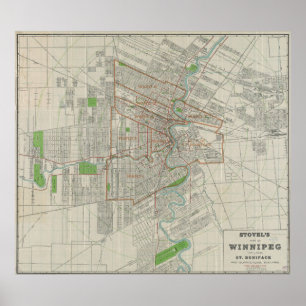 Vintage Karte von Winnipeg Canada (1917) Poster