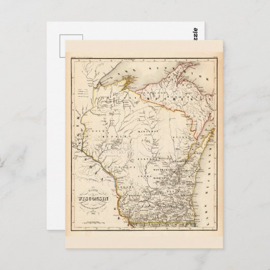 Vintage Karte von Wisconsin 1852 (Vorne/Hinten)