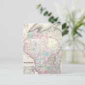 Vintage Karte von Wisconsin (1855) (Stehend Vorderseite)