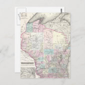 Vintage Karte von Wisconsin (1855) (Vorne/Hinten)