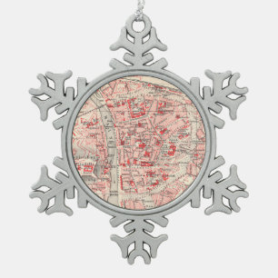 Vintage Karte von Würzburg Deutschland (1905) Schneeflocken Zinn-Ornament