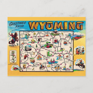 Vintage-Karte von Wyoming Postkarte