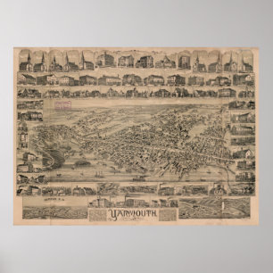 Vintage Karte von Yarmouth Nova Scotia (1889) Poster