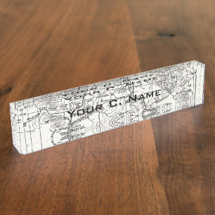 Vintage Karte von Yellowstone Nationalpark Namensplakette