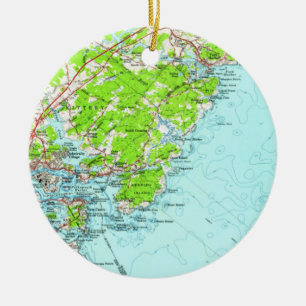 Vintage Karte von York Maine (1956) Keramikornament