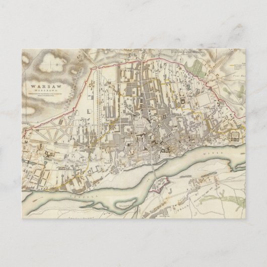 Vintage Karte Warschaus Polen (1831) (Vorderseite)