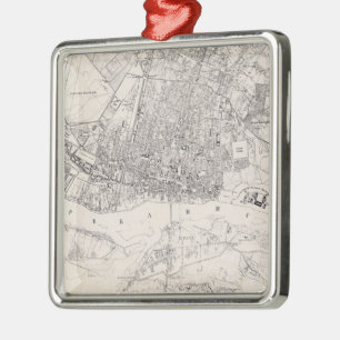 Vintage Karte Warschaus Polen (1836) Silbernes Ornament