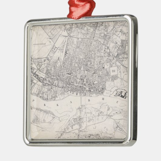 Vintage Karte Warschaus Polen (1836) Silbernes Ornament (Links)