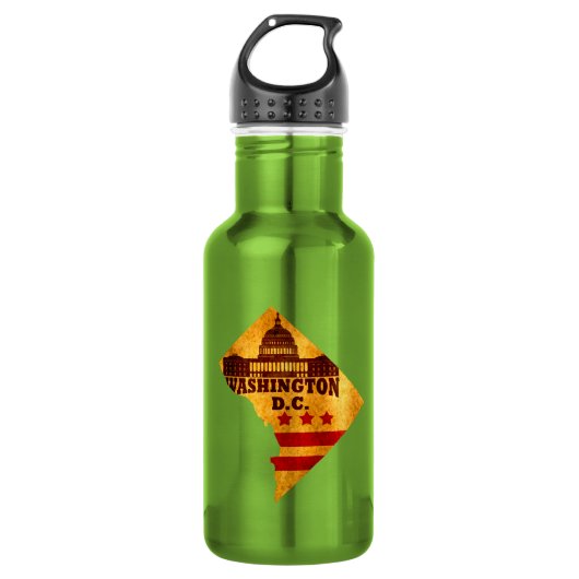 Vintage Karte Washington DC Edelstahlflasche (Vorderseite)