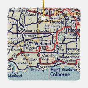 Vintage Karte Welland Ontario Keramikornament