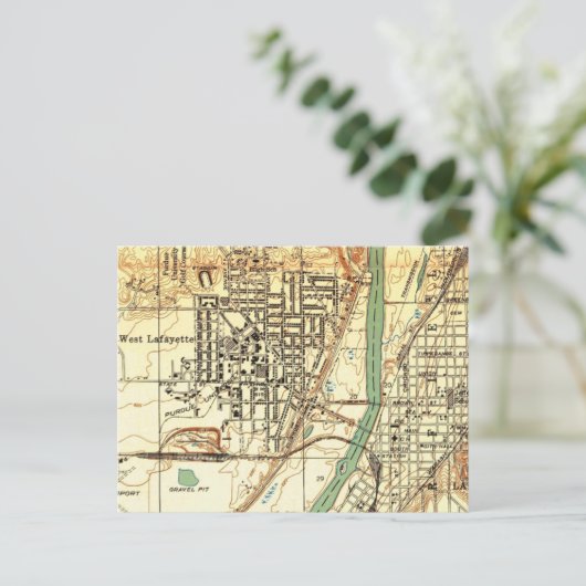 Vintage Karte West Lafayette Indiana Purdue (Stehend Vorderseite)