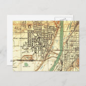 Vintage Karte West Lafayette Indiana Purdue (Vorne/Hinten)