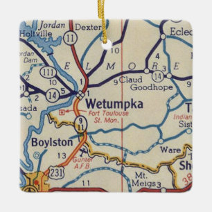 Vintage Karte Wetumpka AL Keramikornament